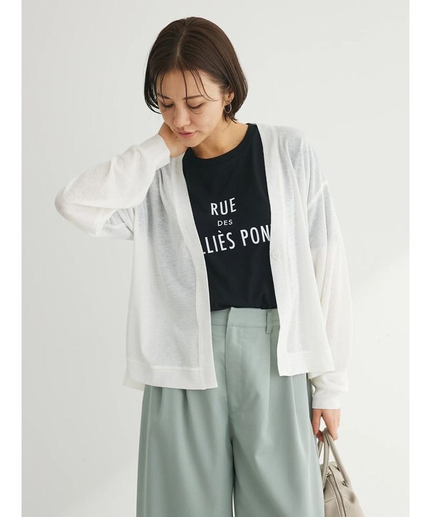 Green Parks Ｖネックシアーカットカーディガン Off White