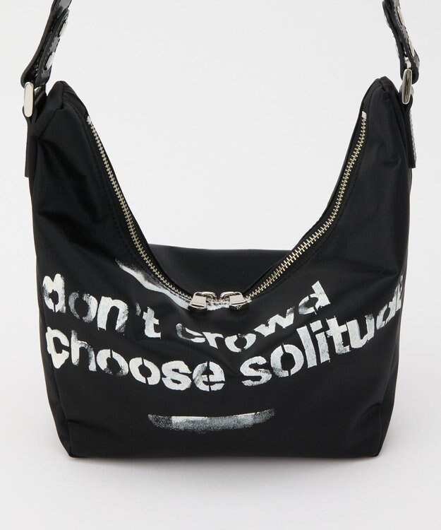 russet ステンシル風プリント ナイロン2WAYミニショルダーバッグ(SF-270) Black