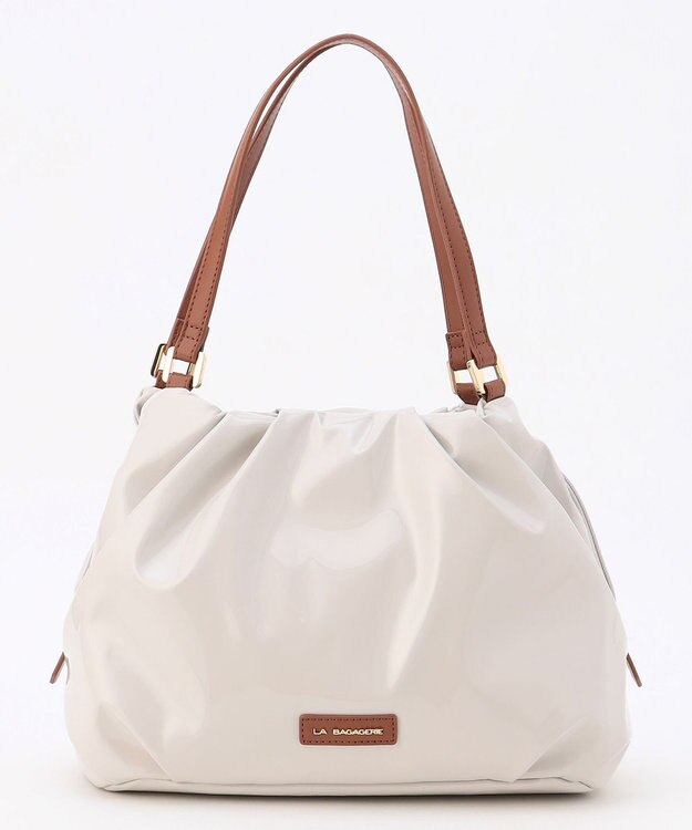LA BAGAGERIE ソフトエナメル2WAYハンドバッグ Mサイズ アイボリー