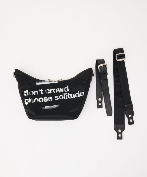 russet ステンシル風プリント ナイロン2WAYミニショルダーバッグ(SF-270) Black