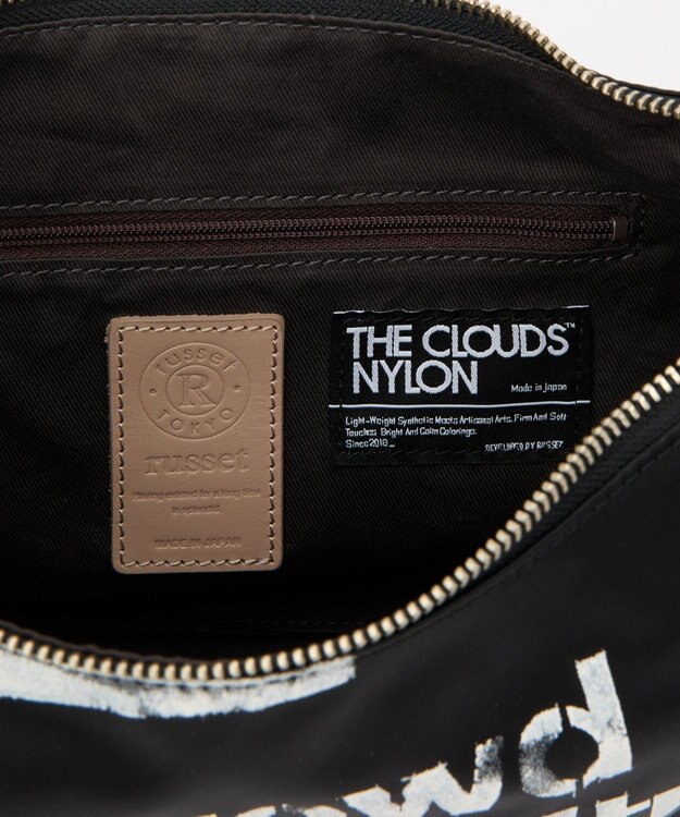 russet ステンシル風プリント ナイロン2WAYミニショルダーバッグ(SF-270) Black