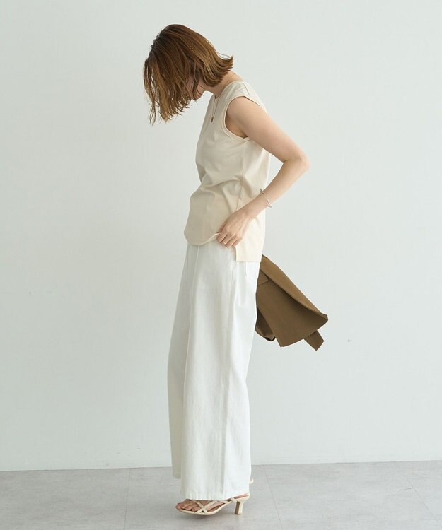 YECCA VECCA コットンスムースノースリーブトップス Off White