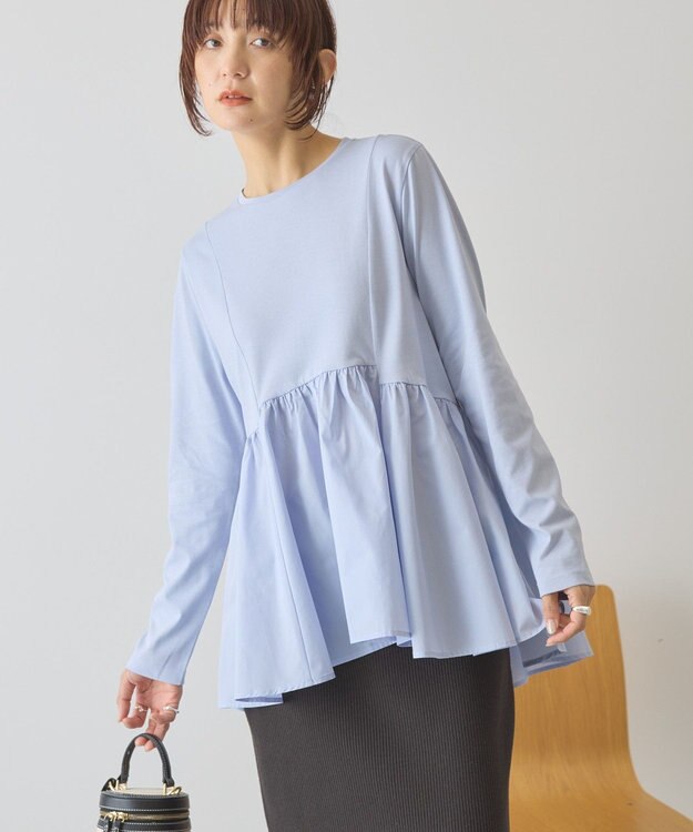 AMERICAN HOLIC 布帛切替ペプラムプルオーバー Blue