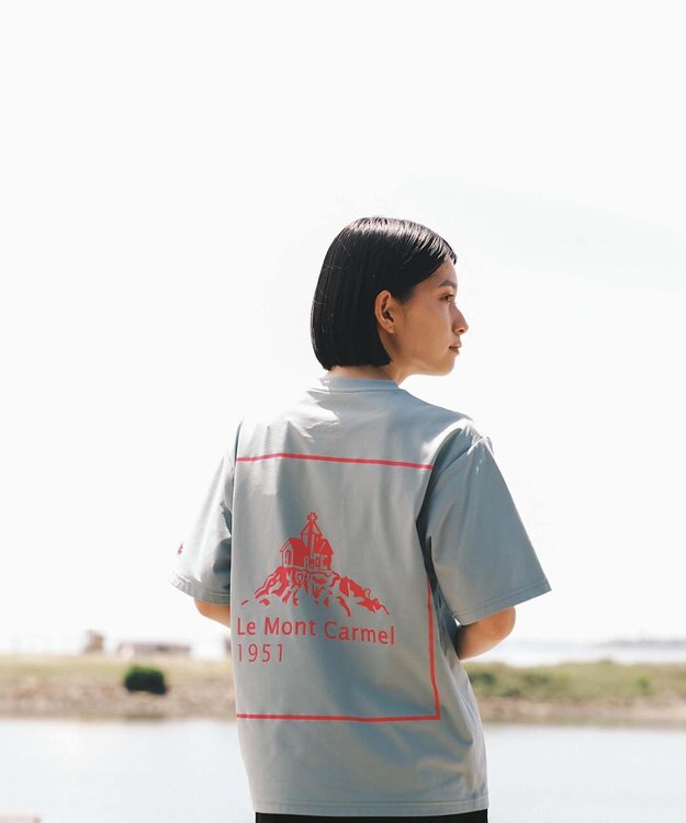 SHARE PARK LADIES 【UVカット・吸水速乾・ストレッチ・軽量 】バックプリントポケットTシャツ（S・Mサイズ） サックスブルー系