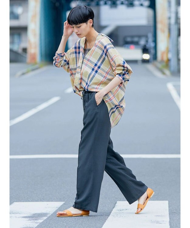 AMERICAN HOLIC リネンブレンドワイドイージーパンツ Charcoal Gray