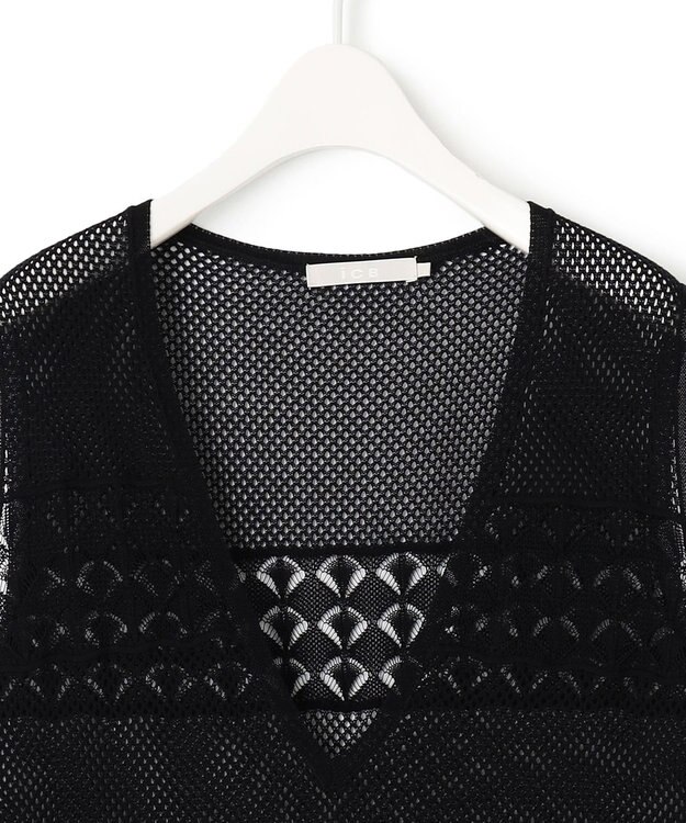 ICB クロシェニット ワンピース ブラック系