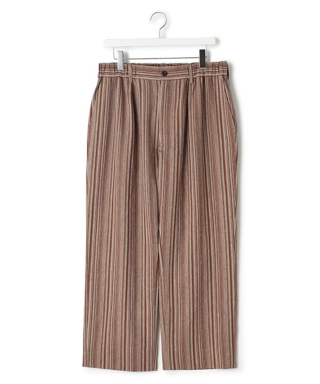 J.PRESS YORK STREET 【UNISEX】コットンリネンイージーストライプ パンツ ブラウン系3