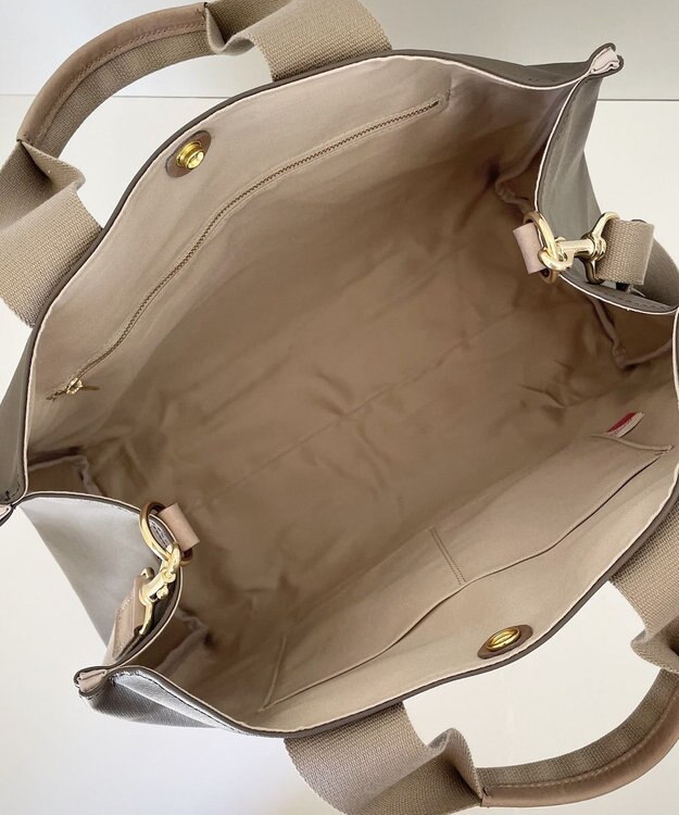 Hekhèr Le Style de Vie 【日本製 / A4サイズ対応 / 2WAY】PUコートコットンキャンバス トートバッグ large グレージュ