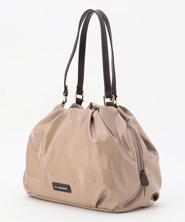 LA BAGAGERIE ソフトエナメル2WAYハンドバッグ Mサイズ グレージュ