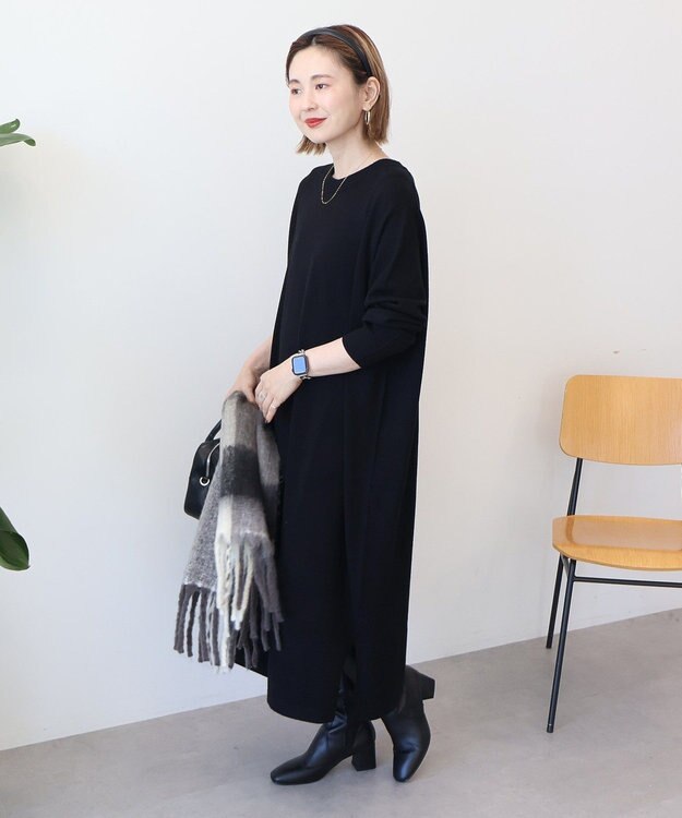 AMERICAN HOLIC バイパチボックスニットワンピース Black