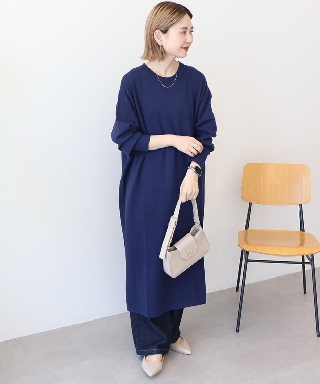 AMERICAN HOLIC バイパチボックスニットワンピース Navy