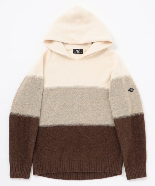 JOSEPH ABBOUD MOUNTAIN 【イタリア糸使用/軽量】パネルボーダー ニットパーカー ホワイト系2