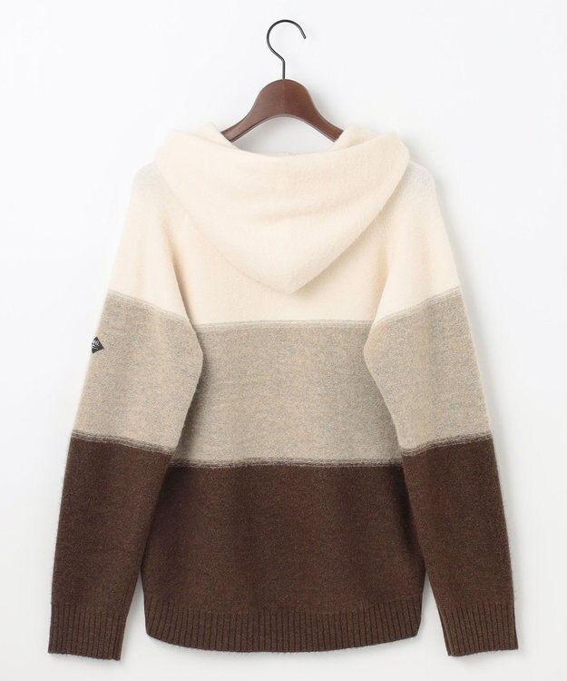 JOSEPH ABBOUD MOUNTAIN 【イタリア糸使用/軽量】パネルボーダー ニットパーカー ホワイト系2