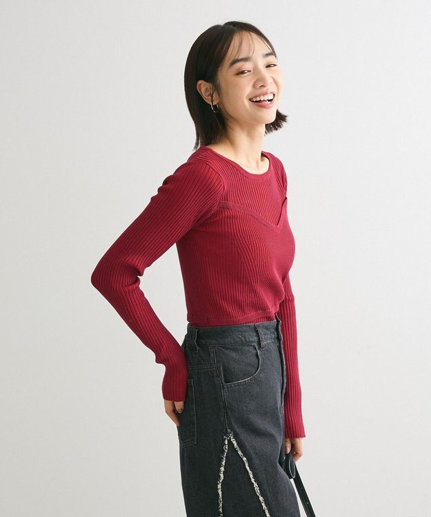 Green Parks ・ＡＮＤＳＥＡＲＣＨ　リブフェイクレイヤードニット Bordeaux