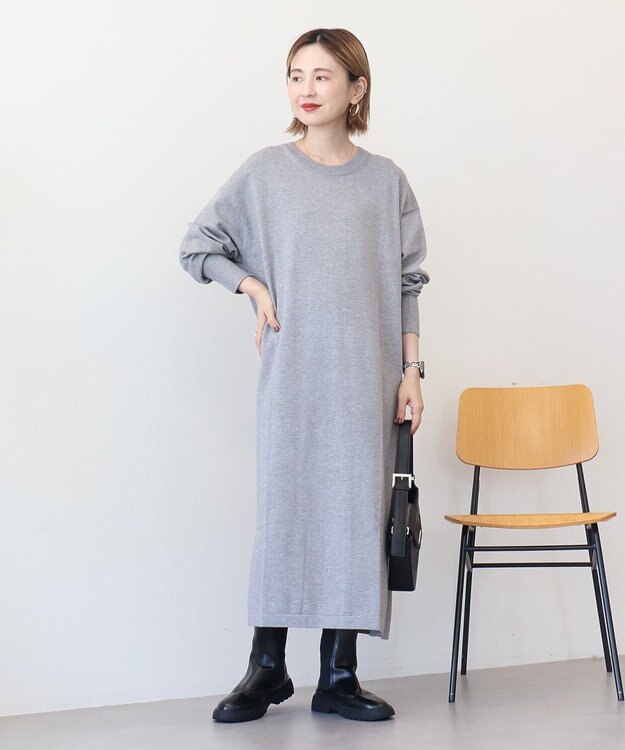 AMERICAN HOLIC バイパチボックスニットワンピース Gray Mixture