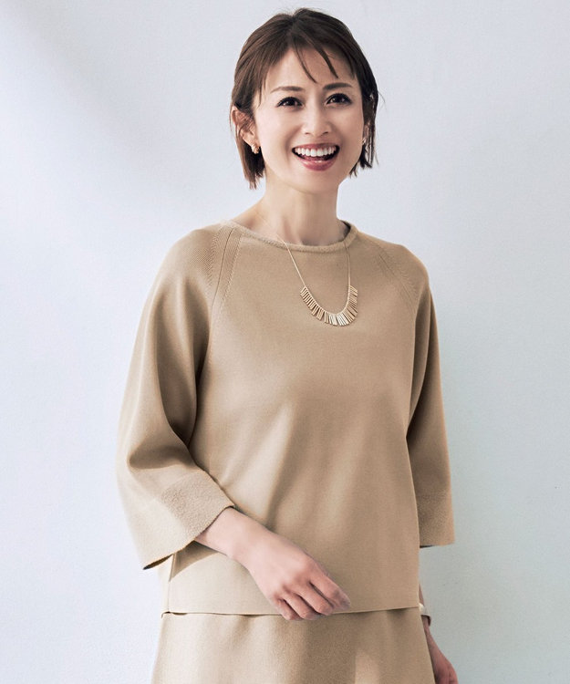 自由区 L モールブロッキング ニット モカ