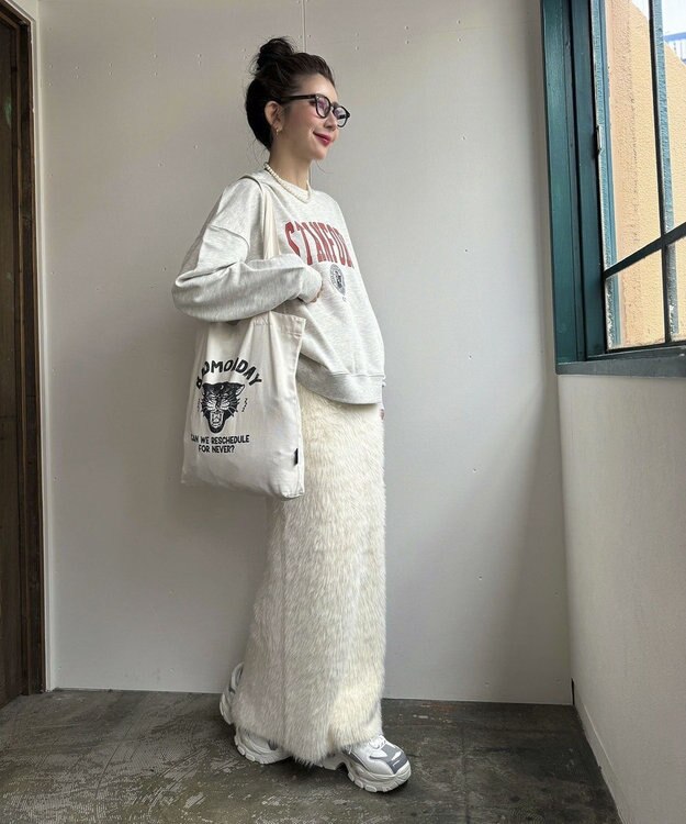 Green Parks シャギーニットスカート Off White