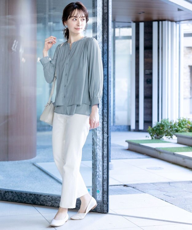 Tiaclasse 【新色追加・洗える】重ねヘムタックブラウス サックス