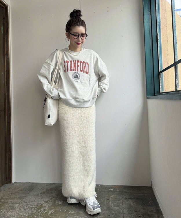 Green Parks シャギーニットスカート Off White