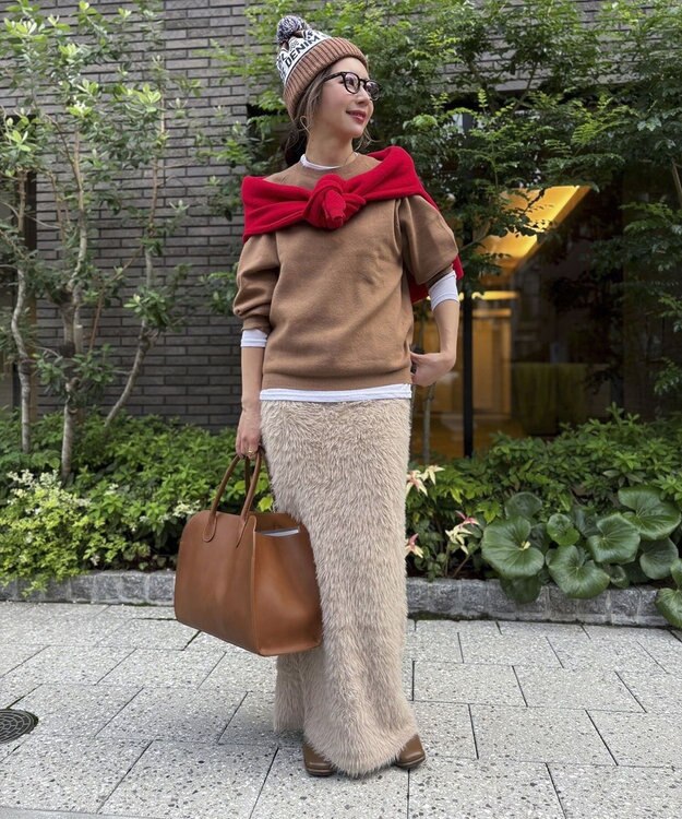 Green Parks シャギーニットスカート Beige