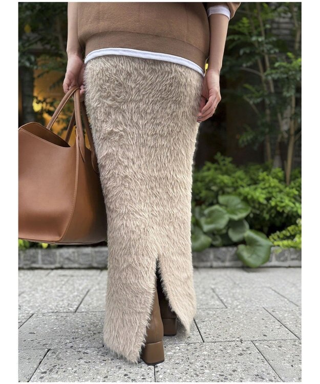 Green Parks シャギーニットスカート Beige