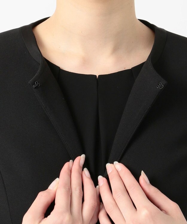 組曲 NOIR 【洗える】ウォッシャブルストレッチバーズアイ　ジャケット＋ワンピース ブラック系