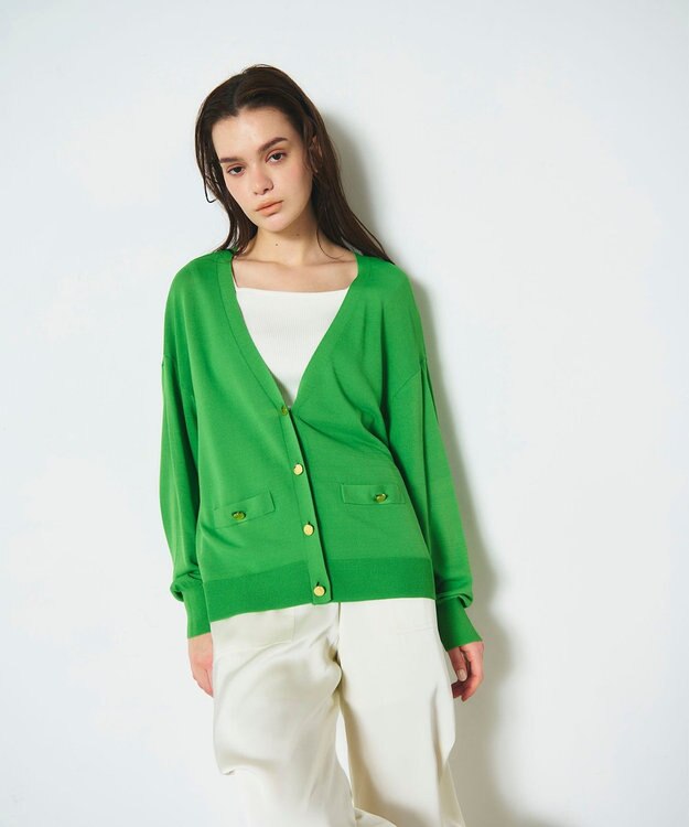 GRACE CONTINENTAL ルーズVネックニットカーディガン