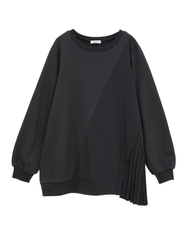 earth music&ecology サイドプリーツ裏起毛プルオーバー Charcoal Gray