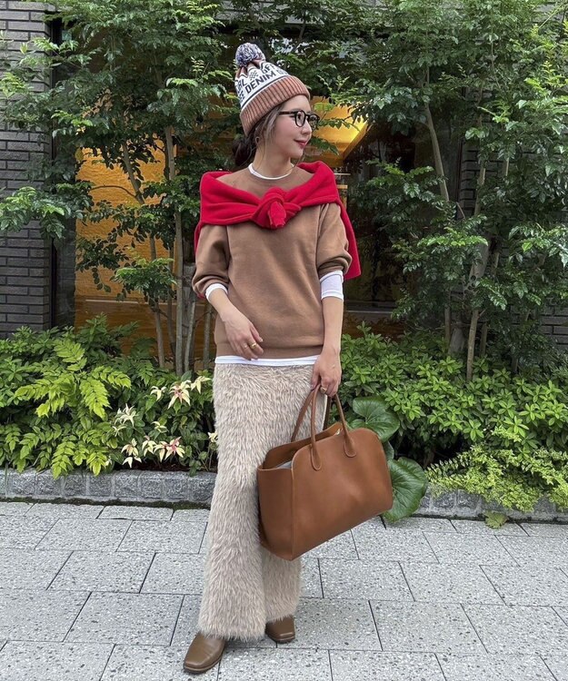 Green Parks シャギーニットスカート Beige