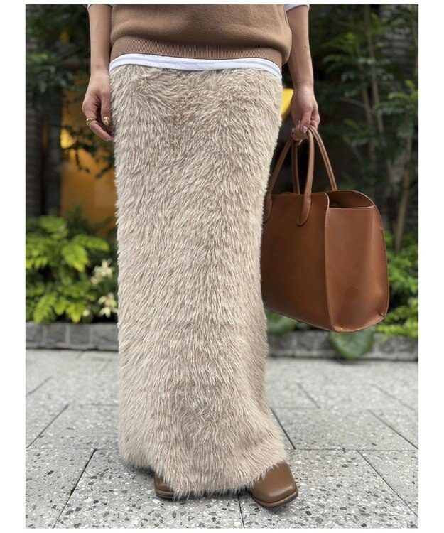 Green Parks シャギーニットスカート Beige