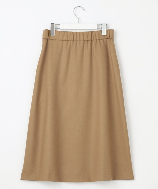 自由区 【洗える】ウォッシャブルハイカウントフラノ タックスカート キャメル系