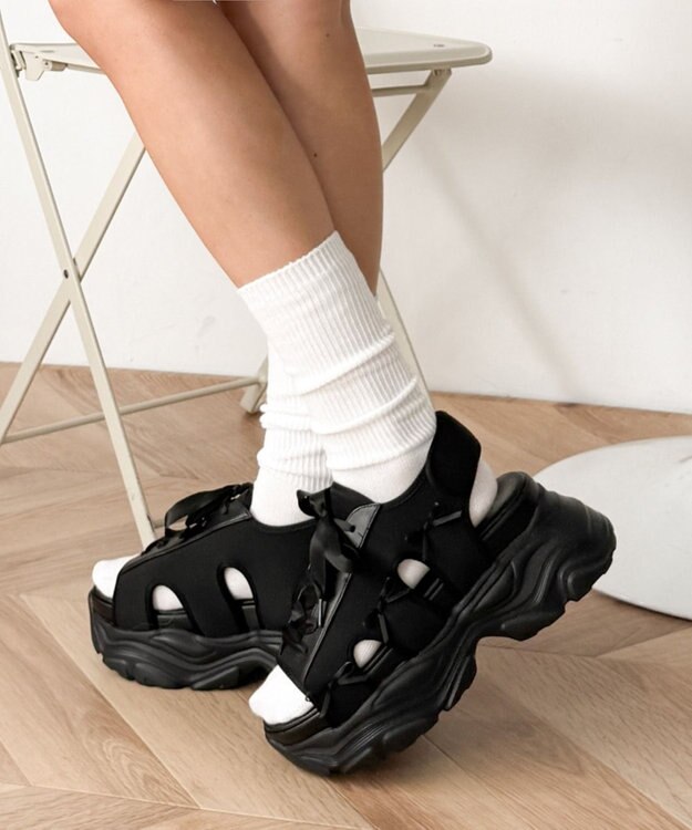WEGO 厚底レースアップリボンスポサン ブラック