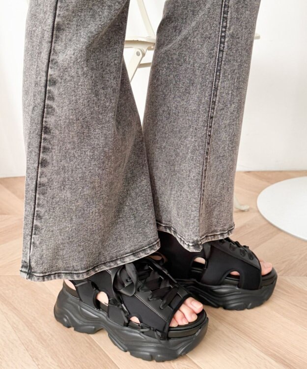 WEGO 厚底レースアップリボンスポサン ブラック