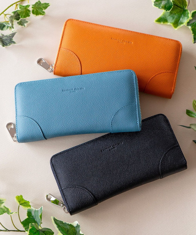 tsumori chisato CARRY ラックスtcネーム ラウンドファスナー長財布 ブルー