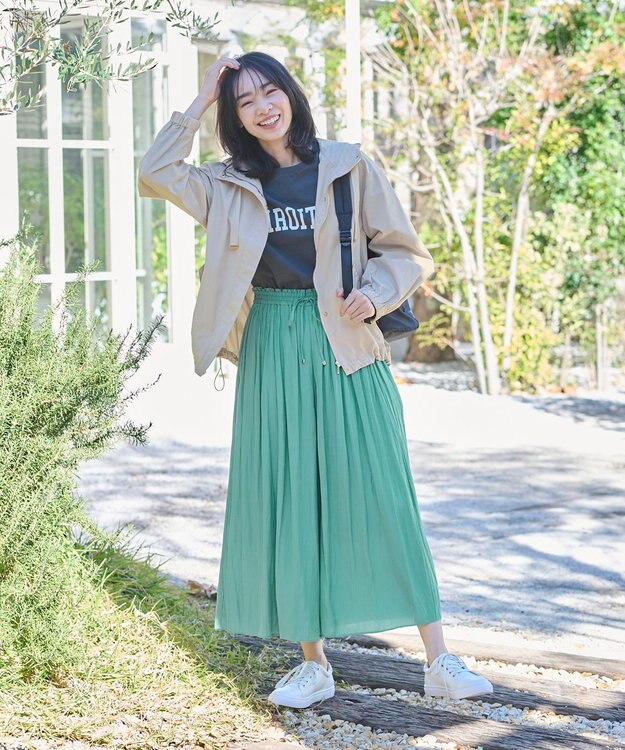 ANY 【洗濯機可能・ウエストゴム】リラックススカーチョ ターコイズグリーン