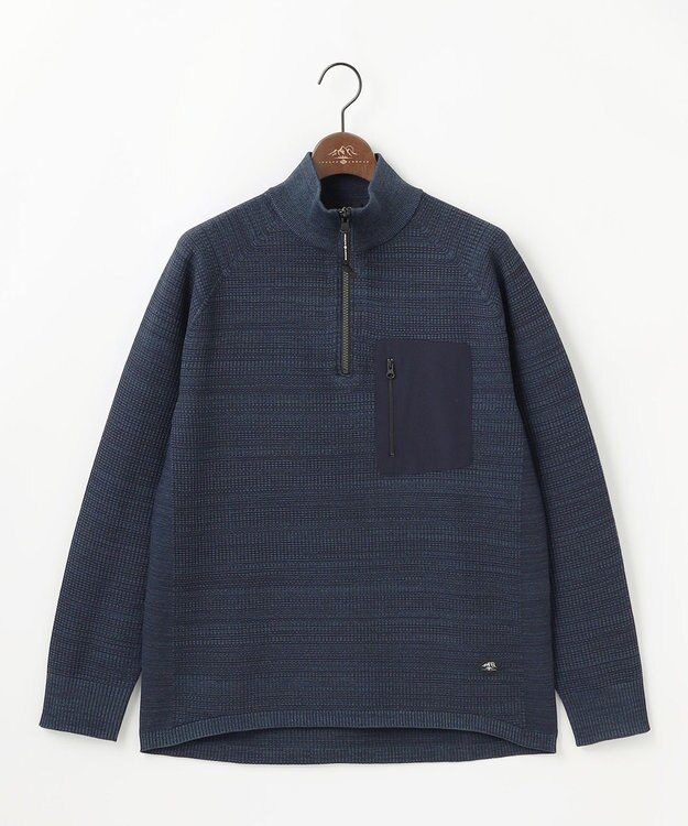 JOSEPH ABBOUD MOUNTAIN 【軽さ/ストレッチ】ホールガーメント3Dニット トスタンドZIPプルオーバー ネイビー系