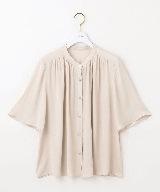 ANY SIS 【洗える】サテンドビー ブラウス アイボリーベージュ