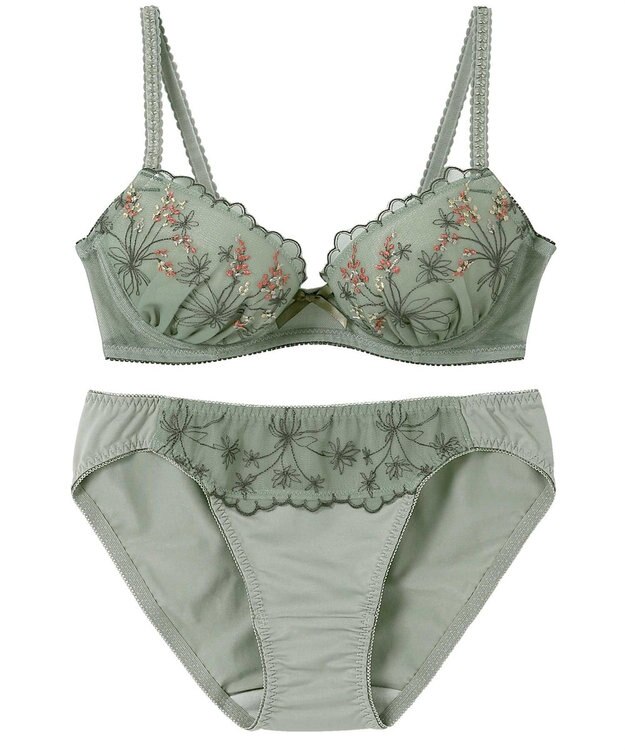 AMPHI ブラジャー ショーツセット まる胸メイク WEB限定カラーあり 【ブラショーツセット】 上下セット ブラ BCC224 アンフィ／ワコール オリーブ