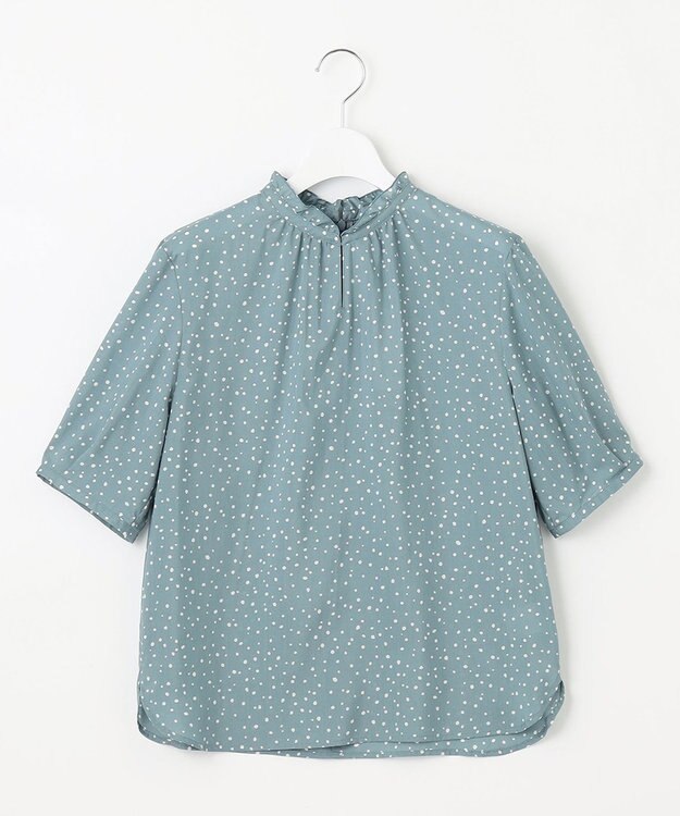 J.PRESS LADIES 【洗える・イージーケア】スパンローンランダムドット ブラウス スモーキーグリーン系5