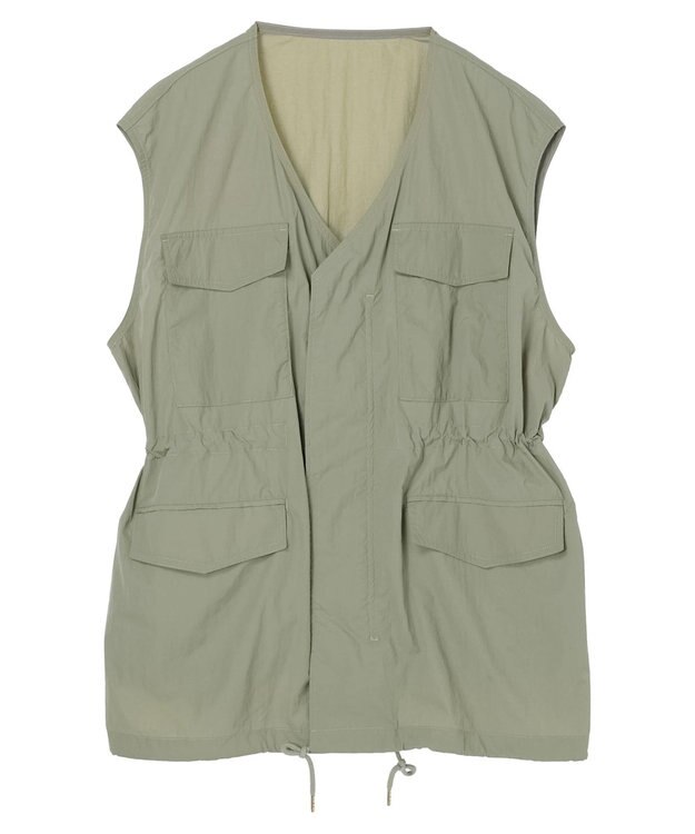 earth music&ecology ドロストコードジレ Khaki