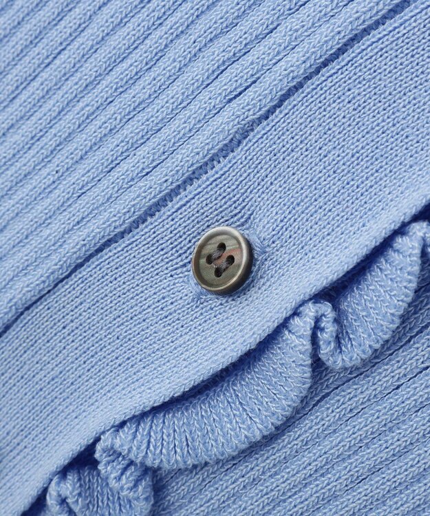 earth music&ecology ミニフリルポロカーディガン Blue