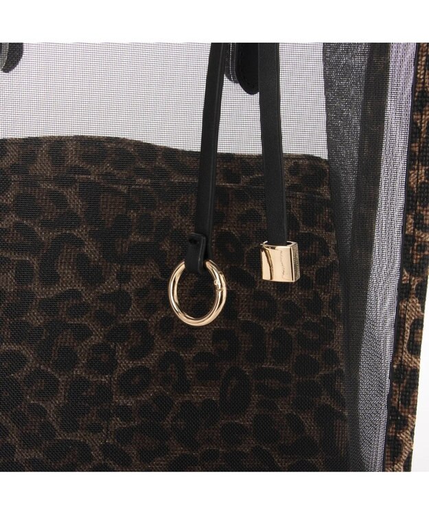 UNBILLION cachecache ポーチ付き柄パイピングメッシュトートバッグ ブラック