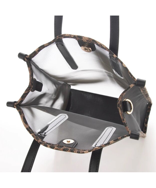 UNBILLION cachecache ポーチ付き柄パイピングメッシュトートバッグ ブラック