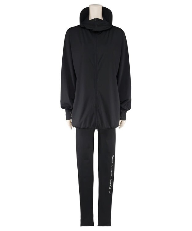 San-ai Resort（三愛水着楽園） 【UPF50＋】　WEB限定　つば付きラッシュ・レギンスセット　M・L　　【San-ai Resort（サンアイリゾート）】 ブラック