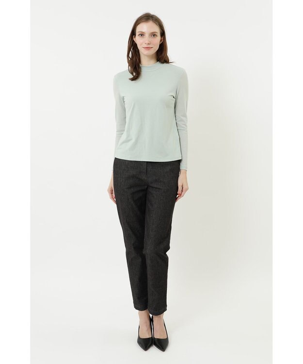 DAKS コットン天竺スタンドカラーカットソー ライトグリーン