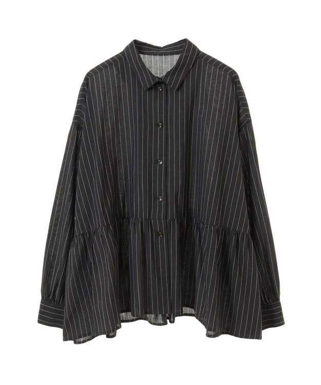 CRAFT STANDARD BOUTIQUE ペプラムブラウス（長袖） Stripe Black