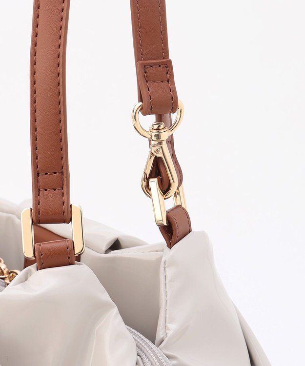 LA BAGAGERIE ソフトエナメル2WAYハンドバッグ Mサイズ アイボリー