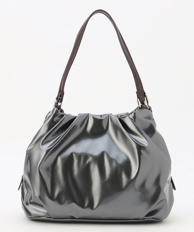 LA BAGAGERIE ソフトエナメル2WAYハンドバッグ Mサイズ ガンメタリック