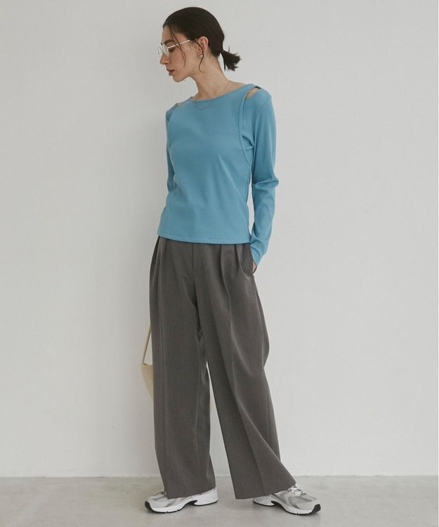WEGO 【ANGIE VINTAGE/SMLサイズ展開】２タックワイドスラックス 杢グレー
