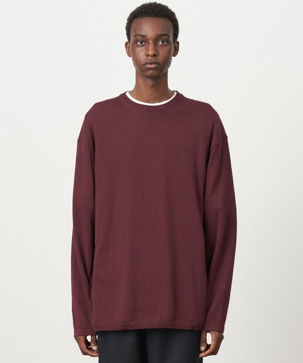 ATON COTTON SILK CASHMERE | クルーネックセーター - UNISEX BURGUNDY